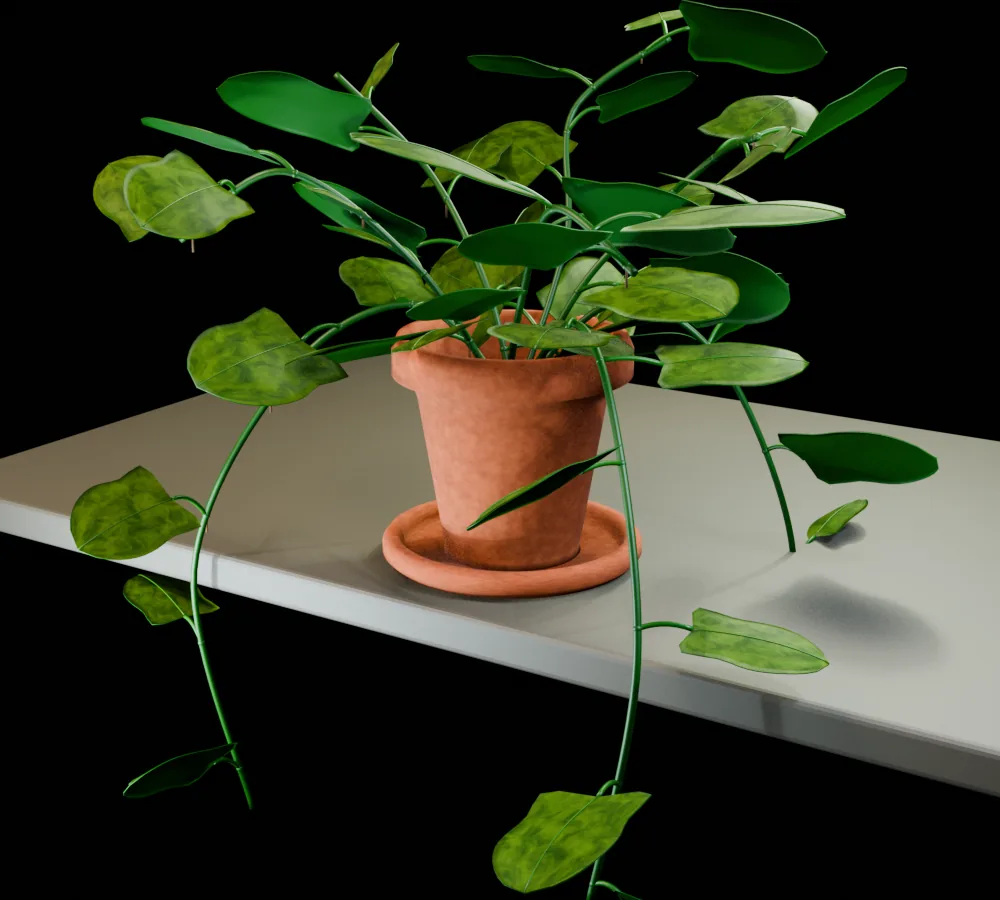 Accepted golden pothos plant with variegated leaves and trailing vines in a ceramic planter.